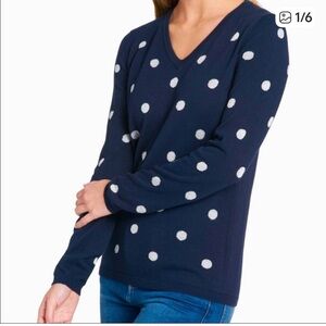 Tommy Hilfiger Blue White Polka Dot Sweater Size M